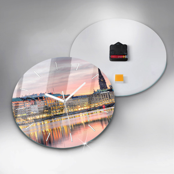 Round glass wall clock Alster in Hamburg