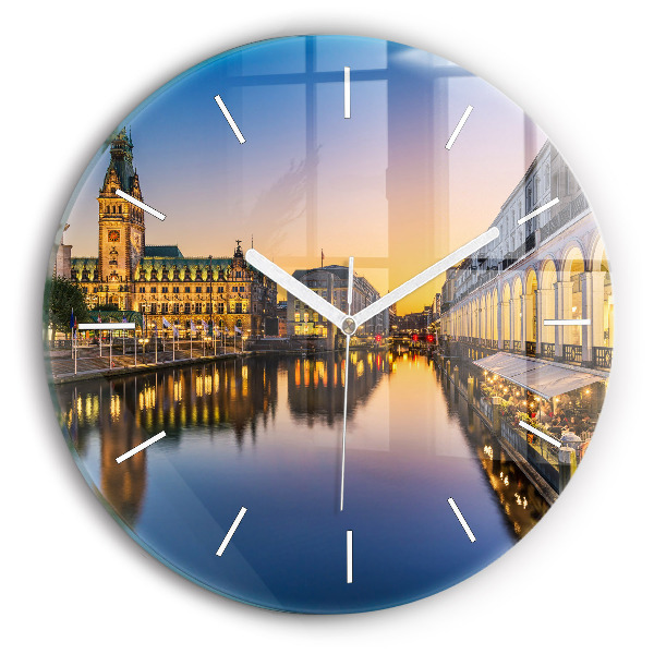 Round glass wall clock Hamburg City Hall