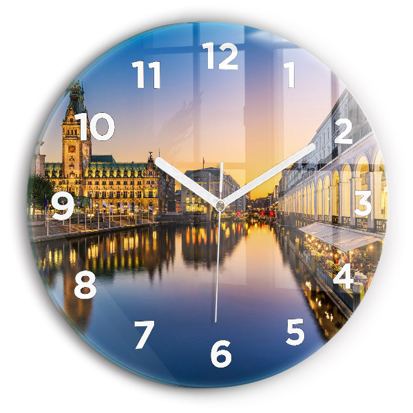 Round glass wall clock Hamburg City Hall