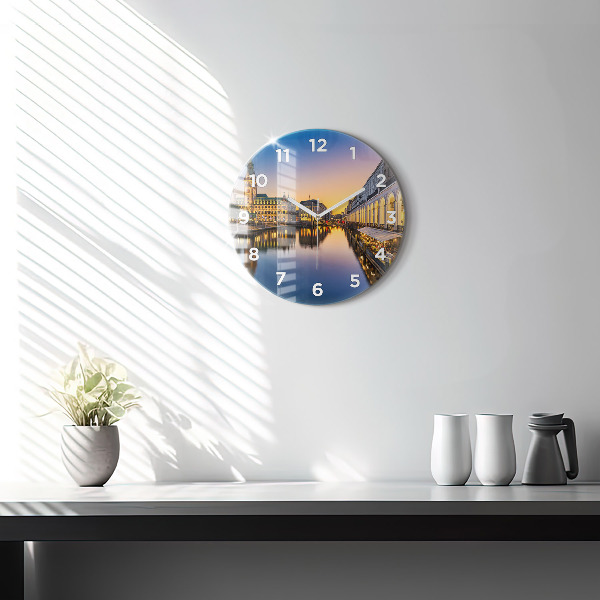 Round glass wall clock Hamburg City Hall