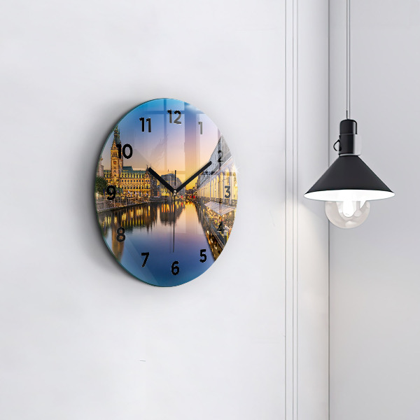 Round glass wall clock Hamburg City Hall