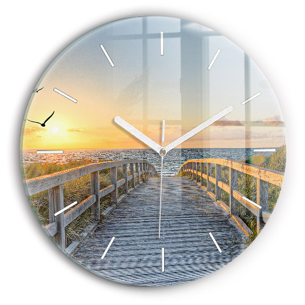 Round glass wall clock Beach Holidays