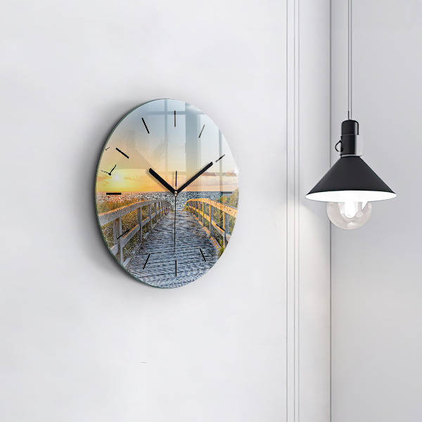 Round glass wall clock Beach Holidays