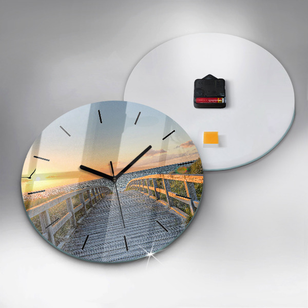 Round glass wall clock Beach Holidays