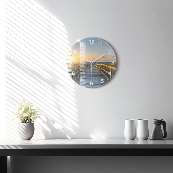 Round glass wall clock Beach Holidays