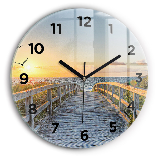 Round glass wall clock Beach Holidays