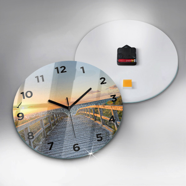 Round glass wall clock Beach Holidays