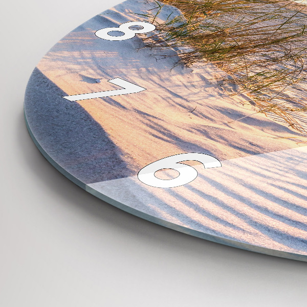Round glass wall clock Sunset over the sea