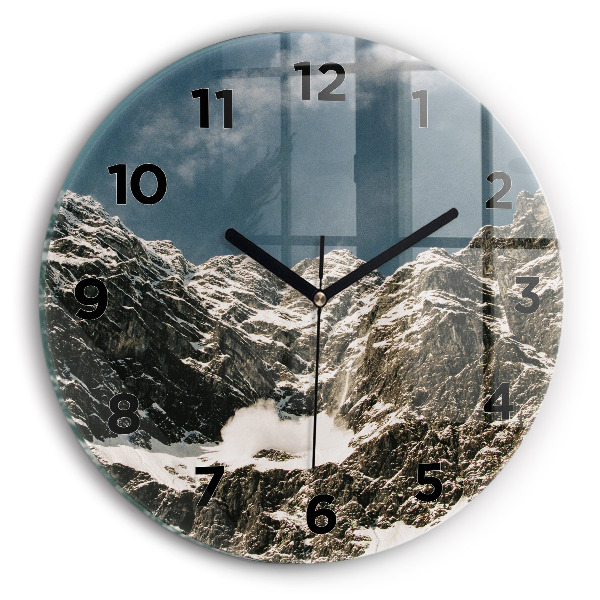 Round glass wall clock Watzmann Mountains