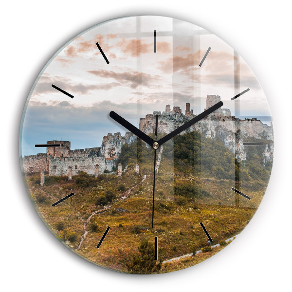 Round glass wall clock Spiš Castle in Slovakia