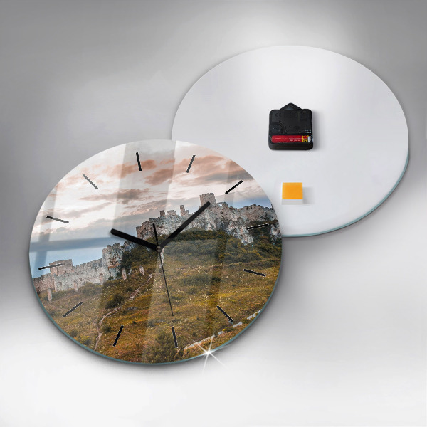 Round glass wall clock Spiš Castle in Slovakia