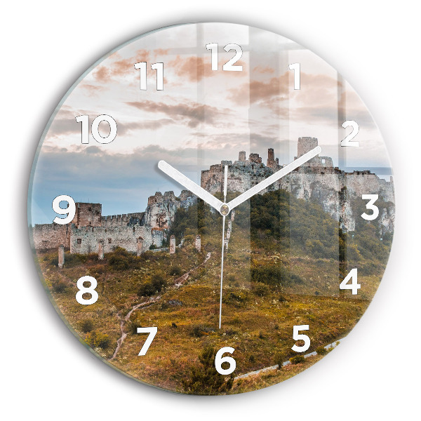 Round glass wall clock Spiš Castle in Slovakia