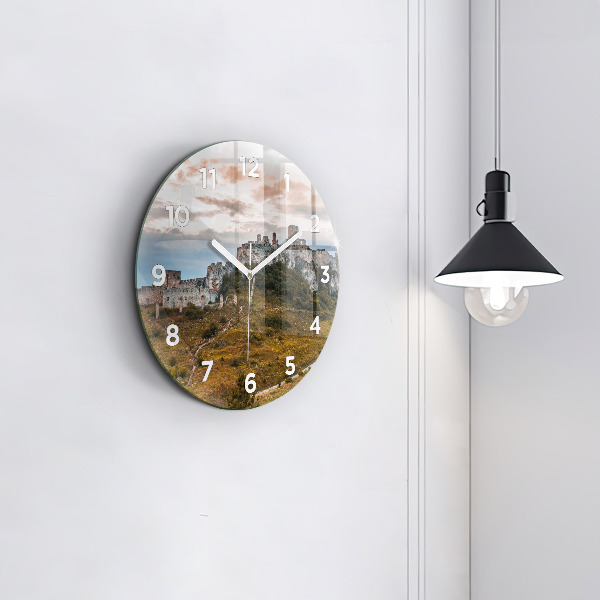 Round glass wall clock Spiš Castle in Slovakia