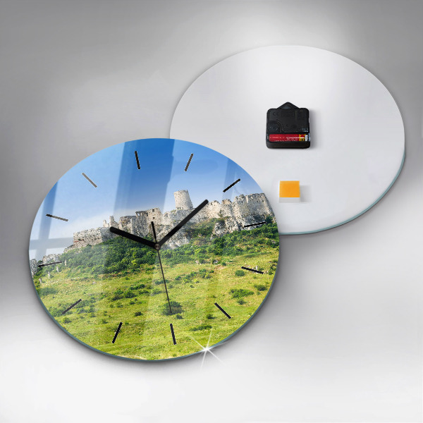 Round glass wall clock Spiš Castle in Slovakia
