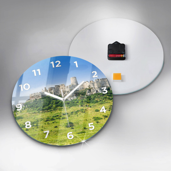 Round glass wall clock Spiš Castle in Slovakia
