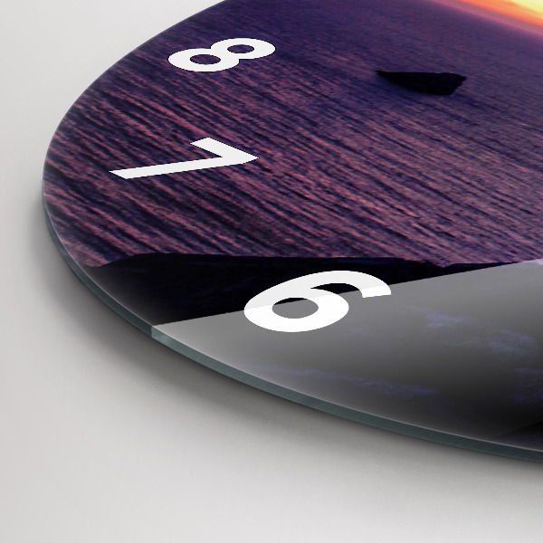 Round glass wall clock Stone head