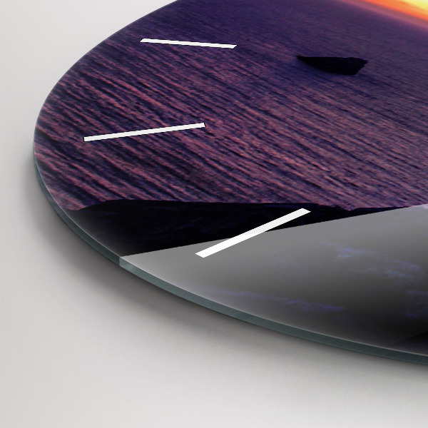 Round glass wall clock Stone head