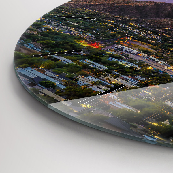 Round glass wall clock Mountain Landscape