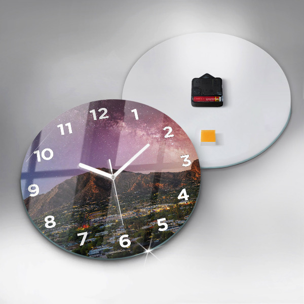 Round glass wall clock Mountain Landscape