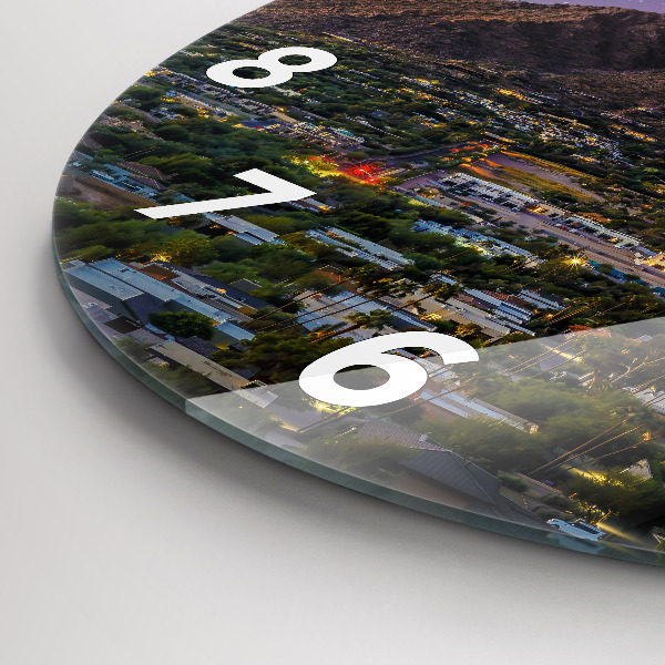 Round glass wall clock Mountain Landscape