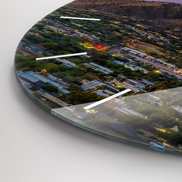 Round glass wall clock Mountain Landscape