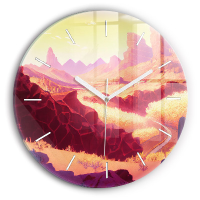 Round glass wall clock Arizona Desert