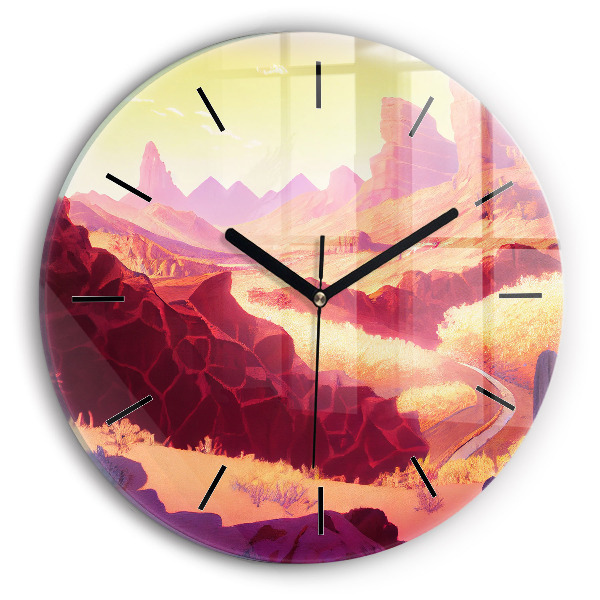 Round glass wall clock Arizona Desert