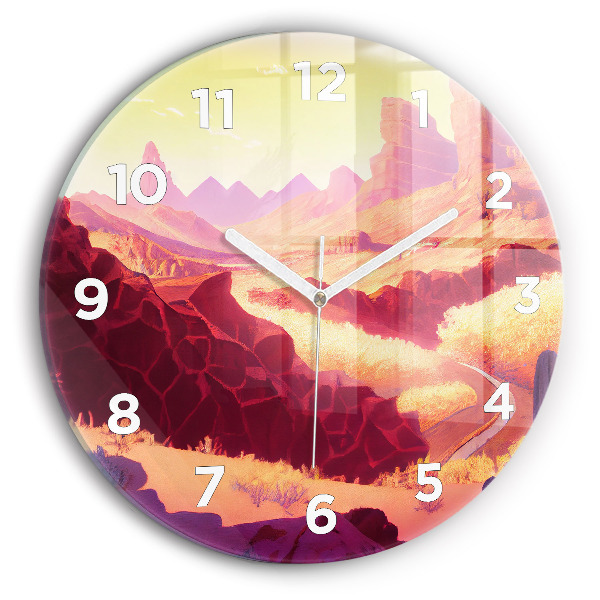 Round glass wall clock Arizona Desert