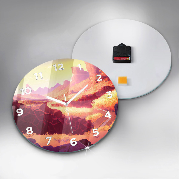 Round glass wall clock Arizona Desert