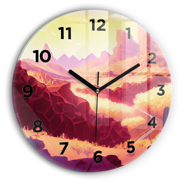 Round glass wall clock Arizona Desert