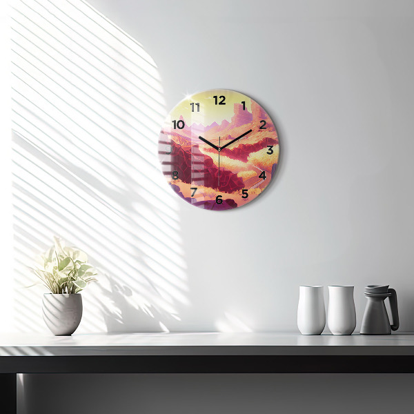 Round glass wall clock Arizona Desert