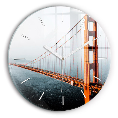 Round glass wall clock Golden Gate Bridge