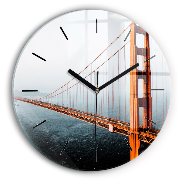 Round glass wall clock Golden Gate Bridge