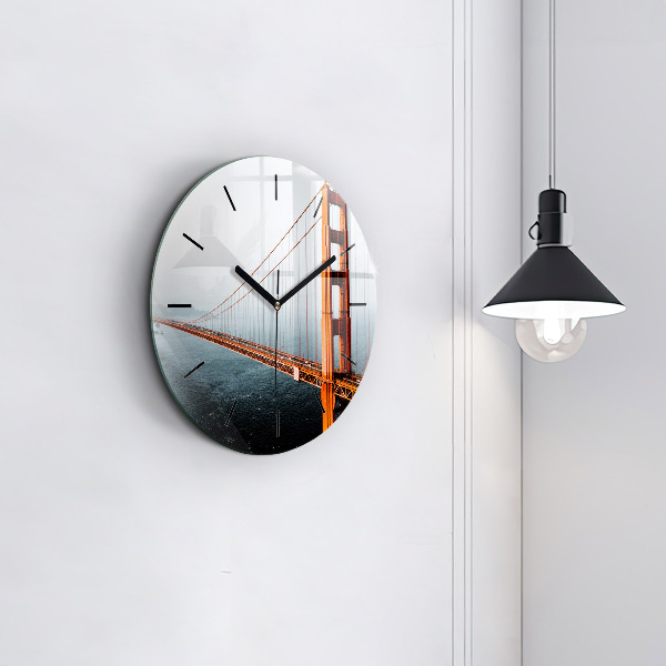 Round glass wall clock Golden Gate Bridge