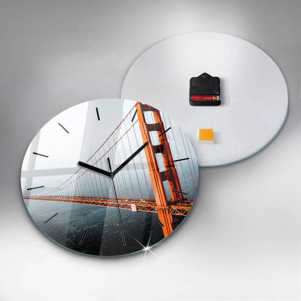 Round glass wall clock Golden Gate Bridge