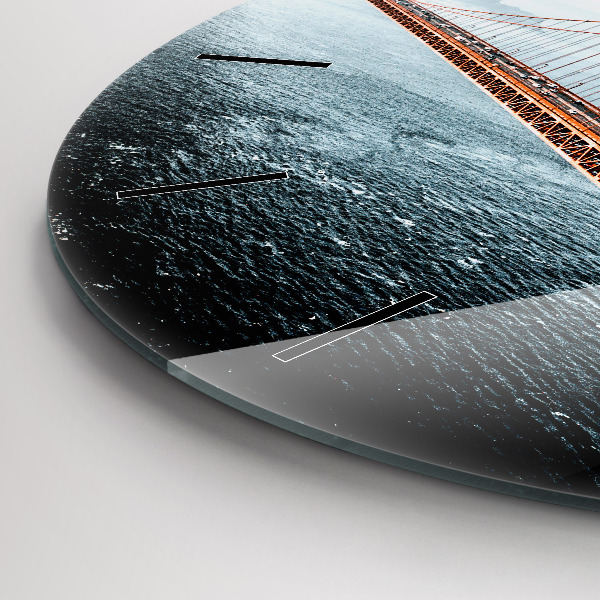 Round glass wall clock Golden Gate Bridge