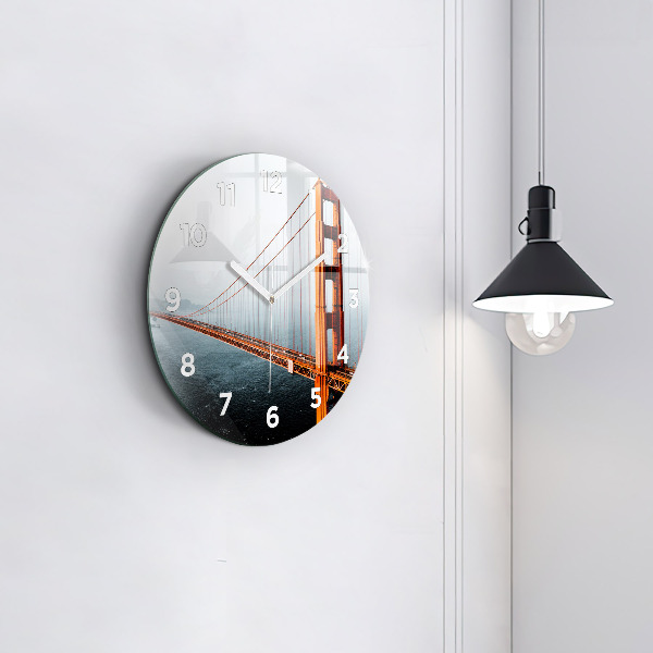 Round glass wall clock Golden Gate Bridge