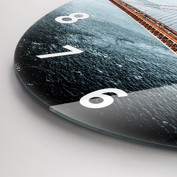 Round glass wall clock Golden Gate Bridge