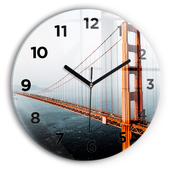 Round glass wall clock Golden Gate Bridge