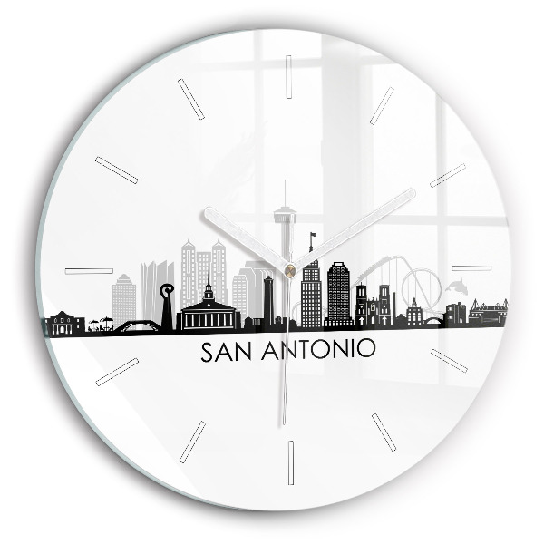 Round glass wall clock City of San Antonio Texas