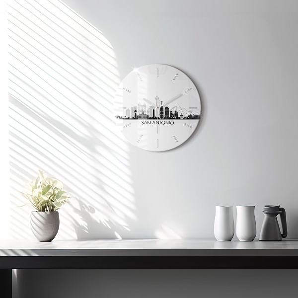 Round glass wall clock City of San Antonio Texas