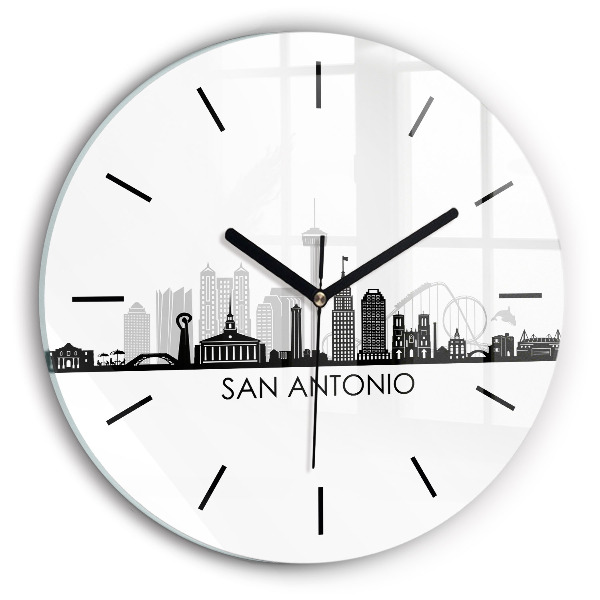 Round glass wall clock City of San Antonio Texas