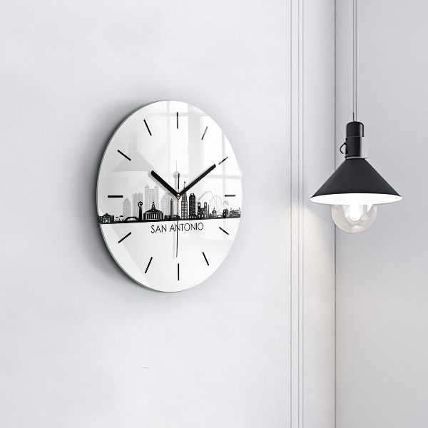 Round glass wall clock City of San Antonio Texas