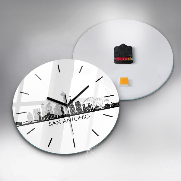 Round glass wall clock City of San Antonio Texas
