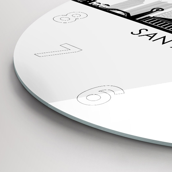 Round glass wall clock City of San Antonio Texas