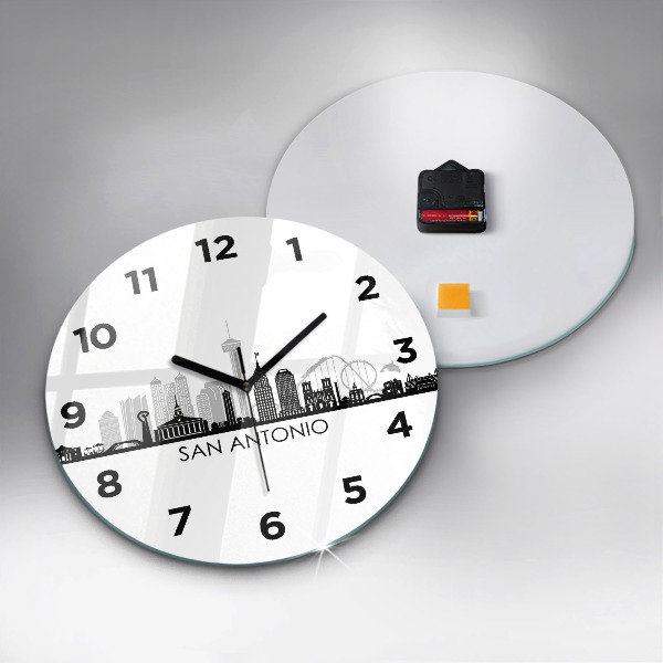 Round glass wall clock City of San Antonio Texas