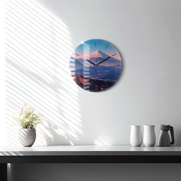 Round glass wall clock Mountains in San Antonio USA