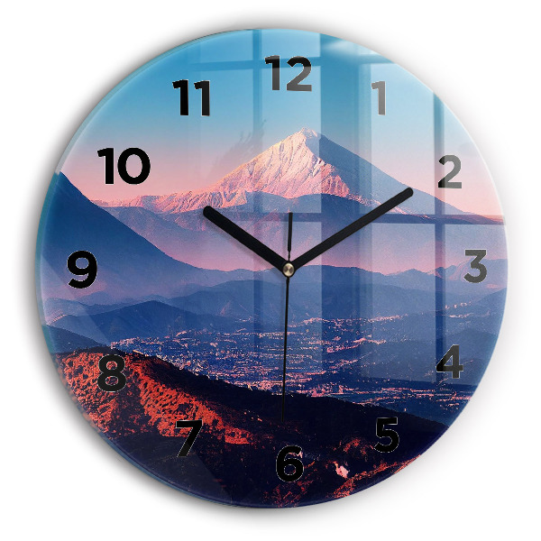 Round glass wall clock Mountains in San Antonio USA