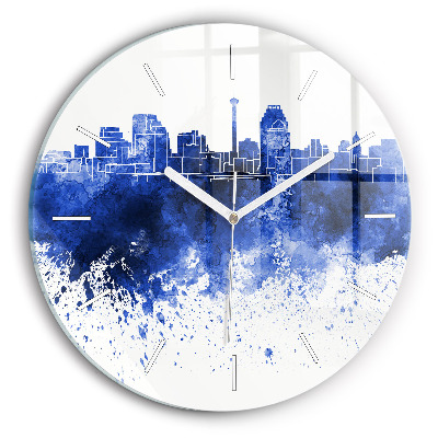 Round glass wall clock San Antonio Watercolors