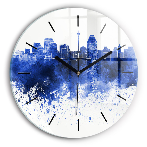 Round glass wall clock San Antonio Watercolors